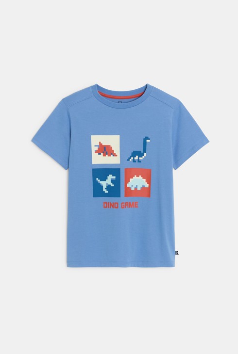 Niebieska koszulka w dinozaury dla chłopca 1