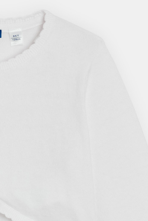 Wit kort vest van gebreide stof voor meisjes 2