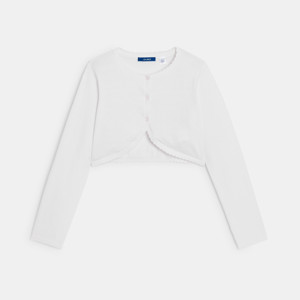 Kurze Strickjacke weiß Mädchen