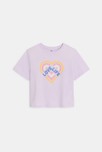T-shirt violet motif coeur Fille