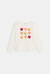 T-shirt manches longues motif coeur blanc Fille