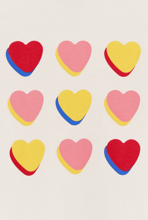 Girl's white long-sleeved heart motif T-shirt 2