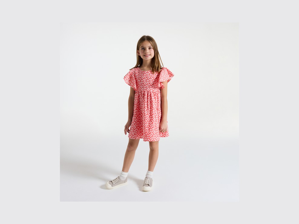 Abito rosa con stampa a fiori bambina 1