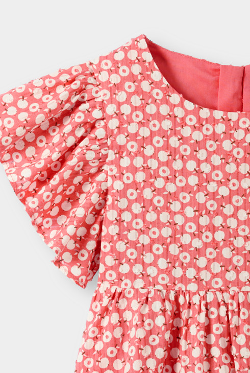 Robe rose imprimé fleurs fille