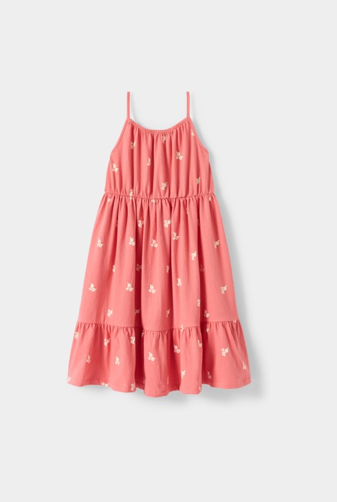 Vestido largo con tirantes rosa para niña 2