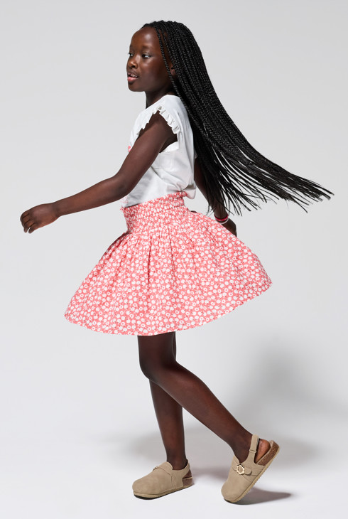 Jupe rose imprimée fruit fille 1