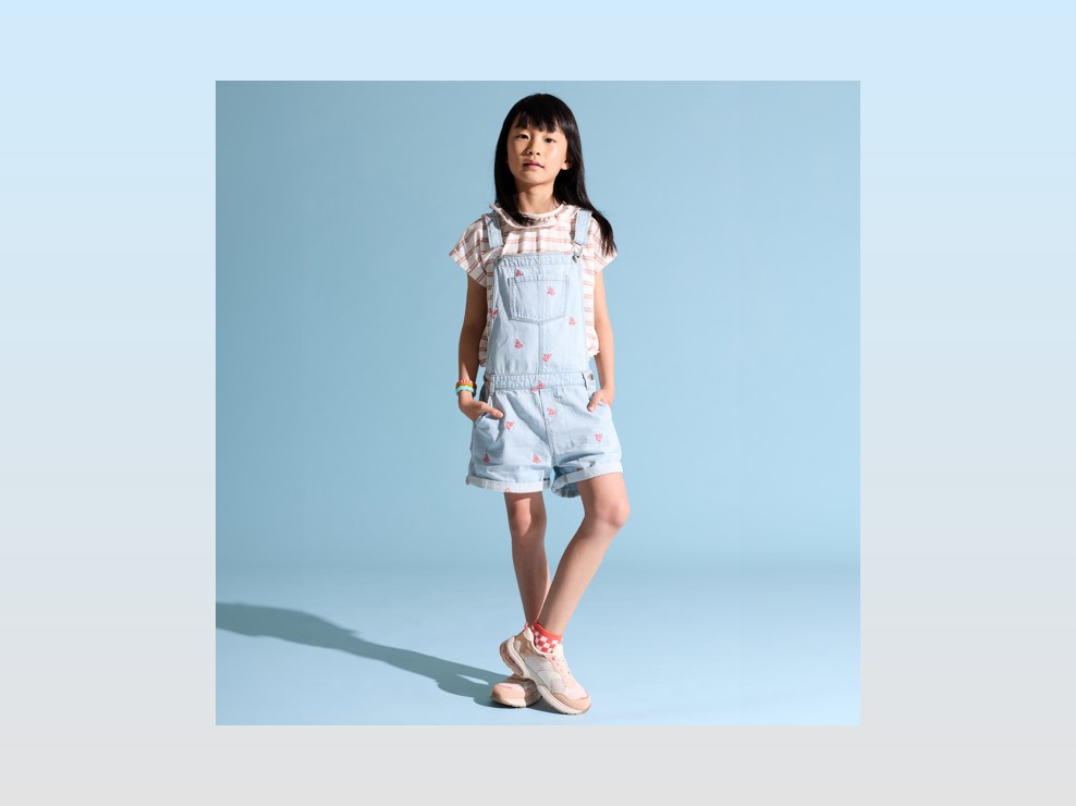 Salopette en denim fleurie fille 1