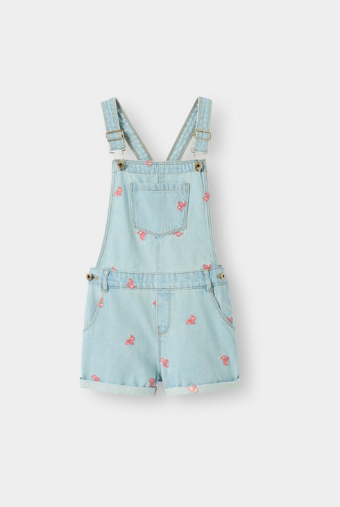 Latzhose aus Denim mit Blumenmuster für Mädchen 2