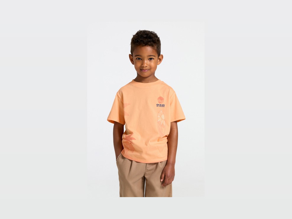 T-Shirt kurzärmlig orange mit Motiv Jungen 1