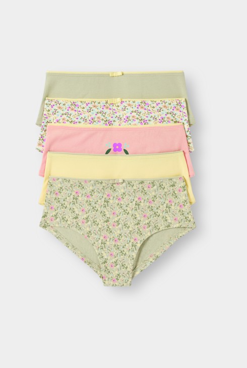 Culottes fleurs vert fille (lot de 5) 1