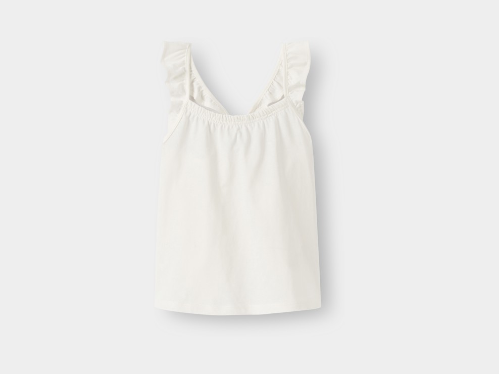 Camiseta sin mangas con volantes blanca para niña 1