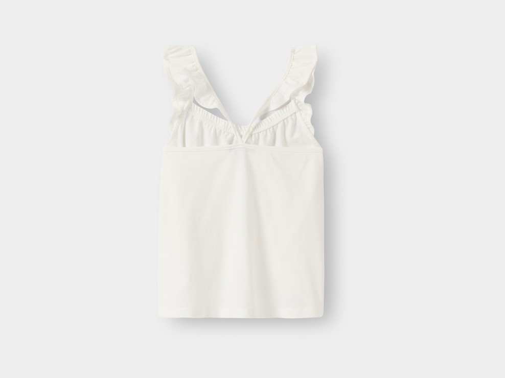 Camiseta sin mangas con volantes blanca para niña 2