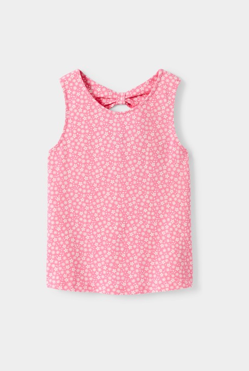 Camiseta sin mangas de jersey con estampado floral rosa para niña 1
