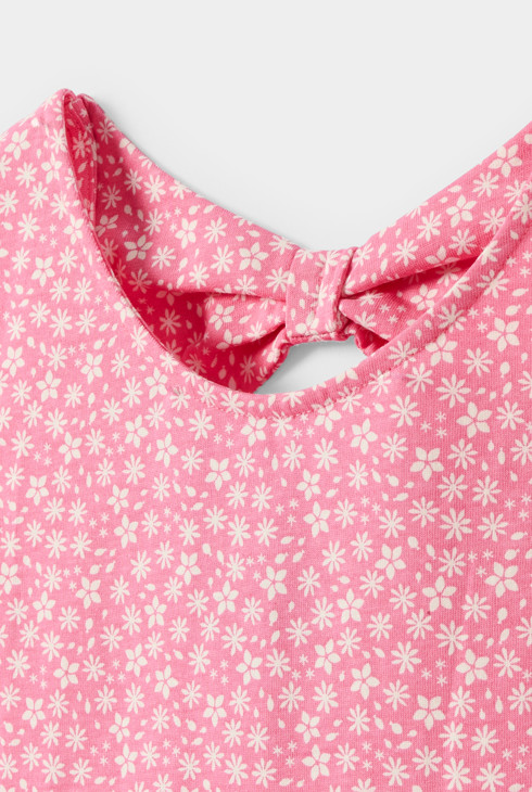 Camiseta sin mangas de jersey con estampado floral rosa para niña 2