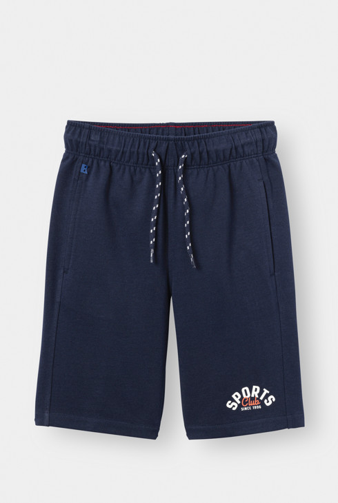 Bermuda-Shorts Molton marineblau Jungen 1