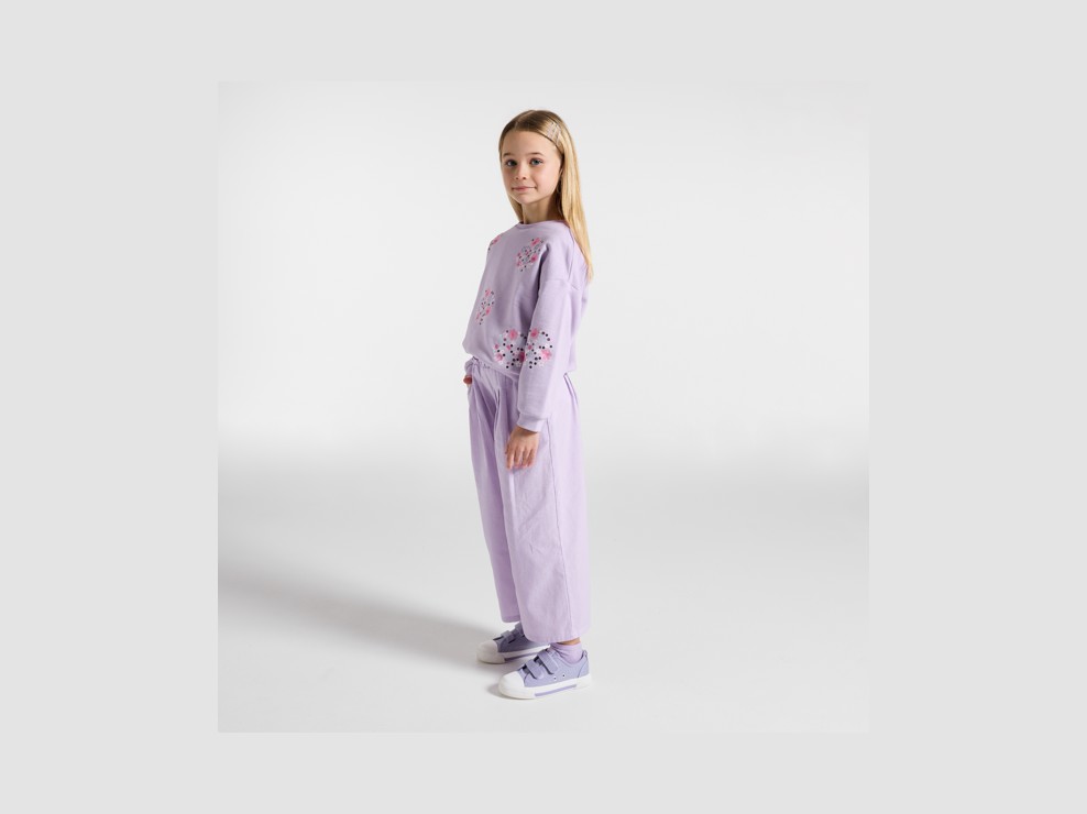 Sweat molleton brodé violet fille 1