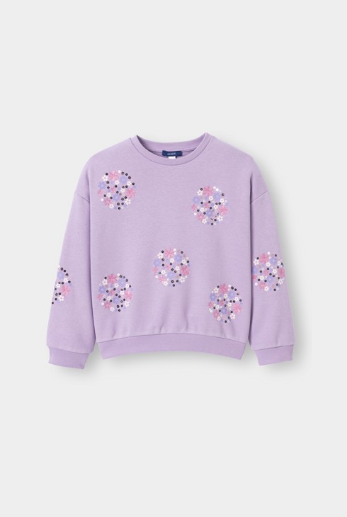 Sweat molleton brodé violet fille 2