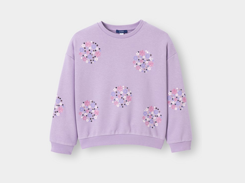 Sweat molleton brodé violet fille 2