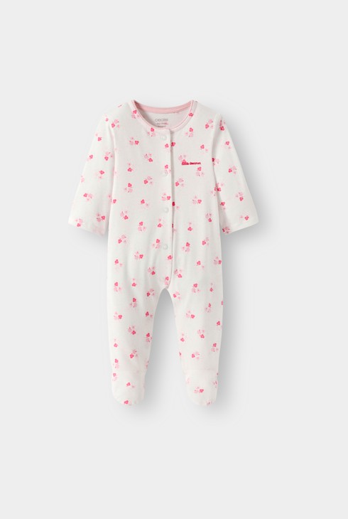 Dors-bien blanc imprimé fleurs bébé 1