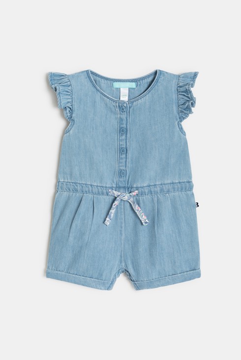 Baby girl's blue lightweight denim playsuit 2