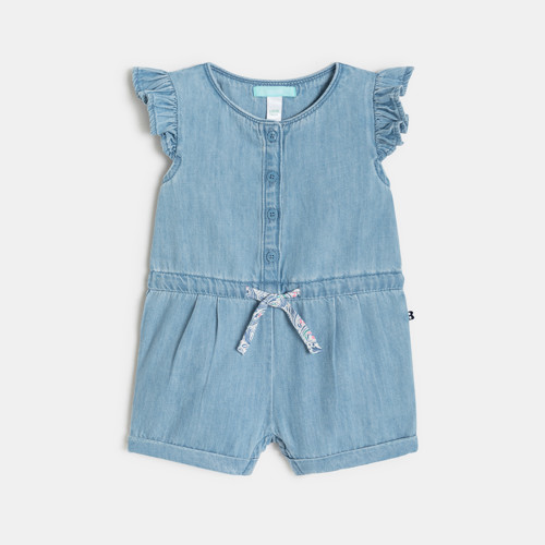 Combi Short Denim Léger Bleu Bébé Fille - Denim Bleu - 18M - OBAIBI