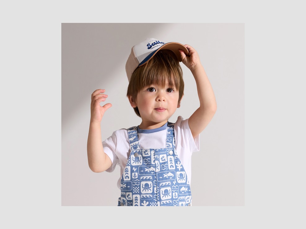 Salopette courte et t-shirt bleu bébé garçon 1