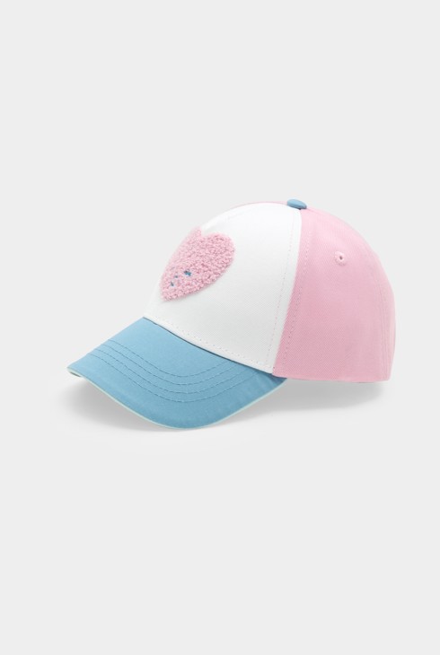 Casquette rose et bleue motif coeur bébé fille 1