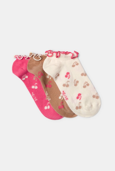 3er-Pack bunte Socken mit Kirschmuster für Mädchen 1