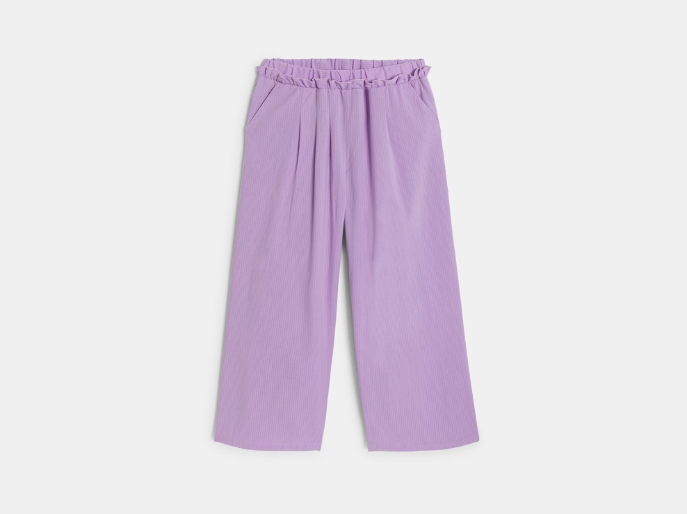 Pantalón ancho de pinzas malva niña 1
