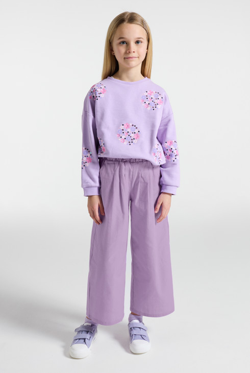 Pantalon large à pinces mauve fille 1