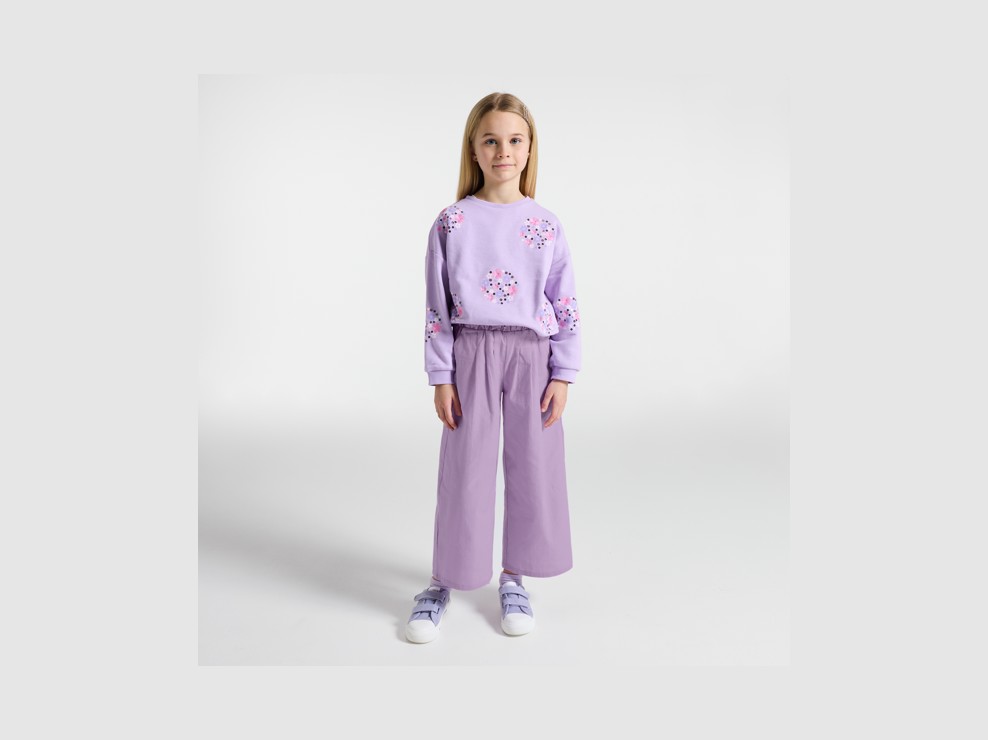 Paarse wijde bandplooibroek voor meisjes 1