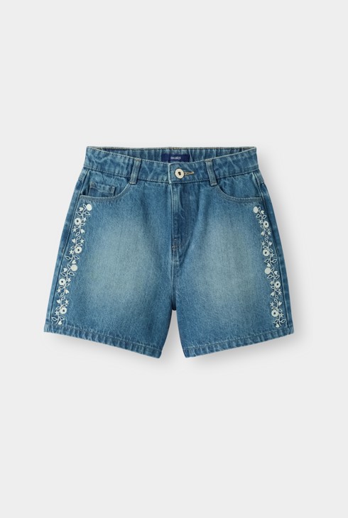 Short denim bordado azul niña 2