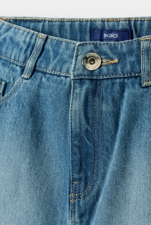 Short brodé denim bleu fille