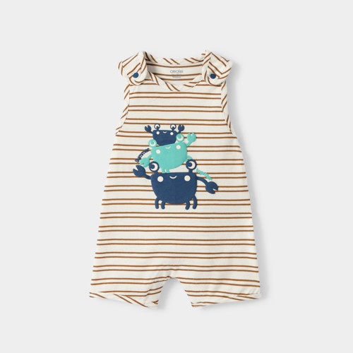 Combishort Rayée Crabes Marron Bébé Garçon - Camel - 3M - OBAIBI