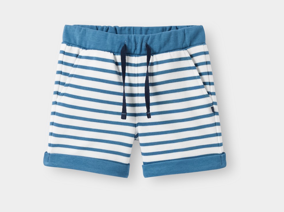 Pantalones cortos azules a rayas para bebé niño 1