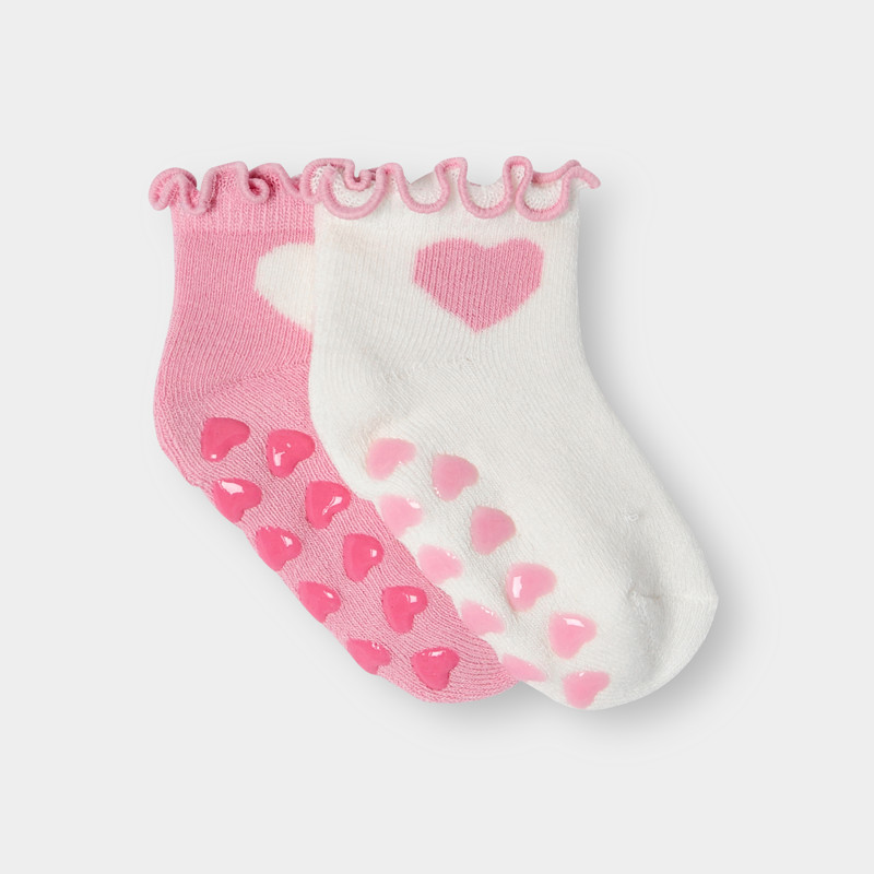 Socken rutschfest rosa und weiß Mädchen