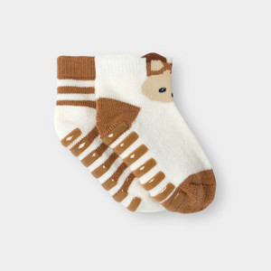Chaussettes anti-dérapantes marron bébé garçon