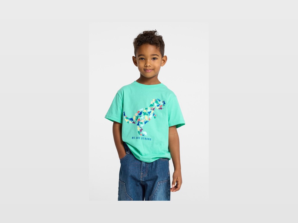 Tshirt vert motif dinosaure garçon 1