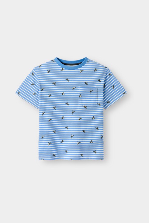 T-shirt bleu à rayures garçon 1