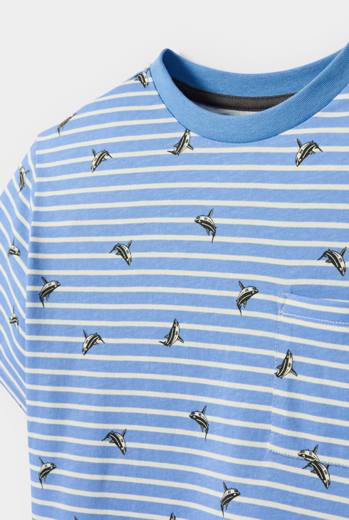 T-shirt bleu à rayures garçon 2