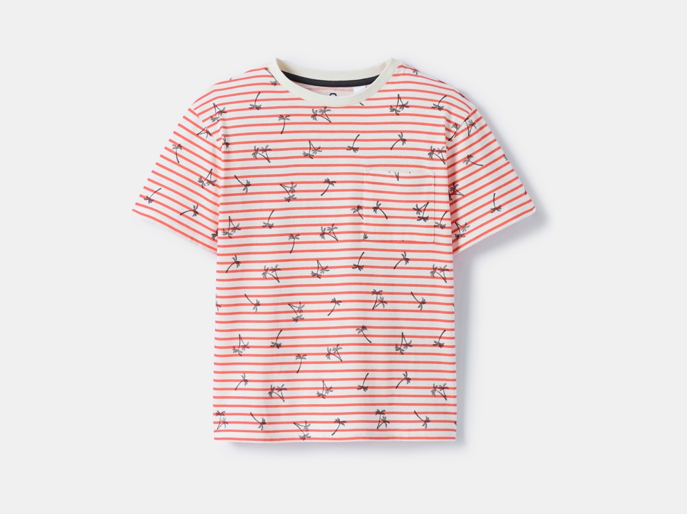 T-shirt rouge à rayures manches courtes garçon 1