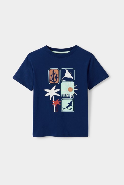 T-shirt mer garçon bleu marine 1