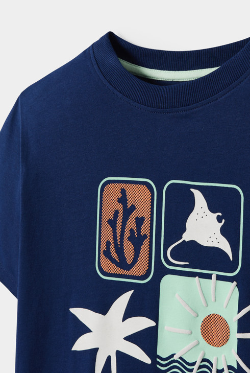T-shirt mer garçon bleu marine 2