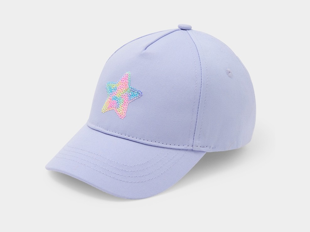 Paarse pet met geborduurde ster voor meisjes 1