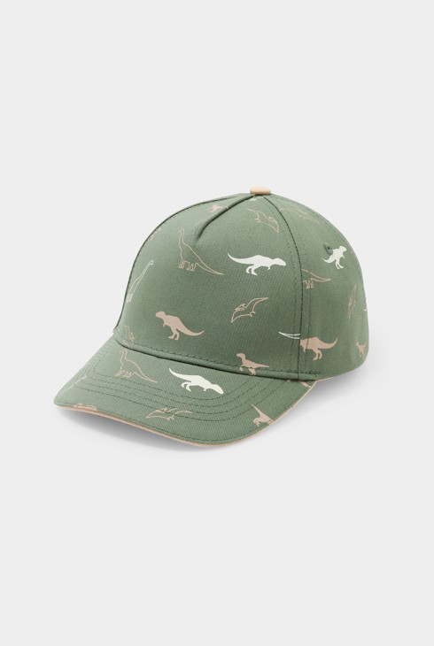 Casquette verte imprimée dinosaure garçon 1