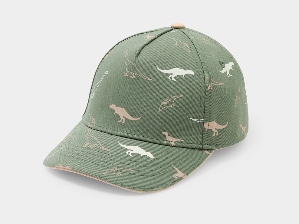 Casquette verte imprimée dinosaure garçon 1