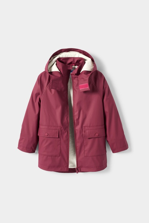 Chaqueta impermeable rosa oscuro para niña 1