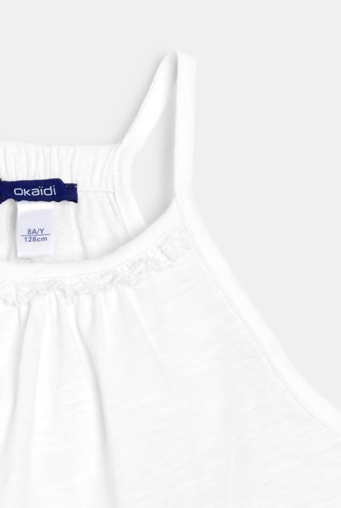 Weißes Tanktop mit schmalen Trägern für Mädchen 2