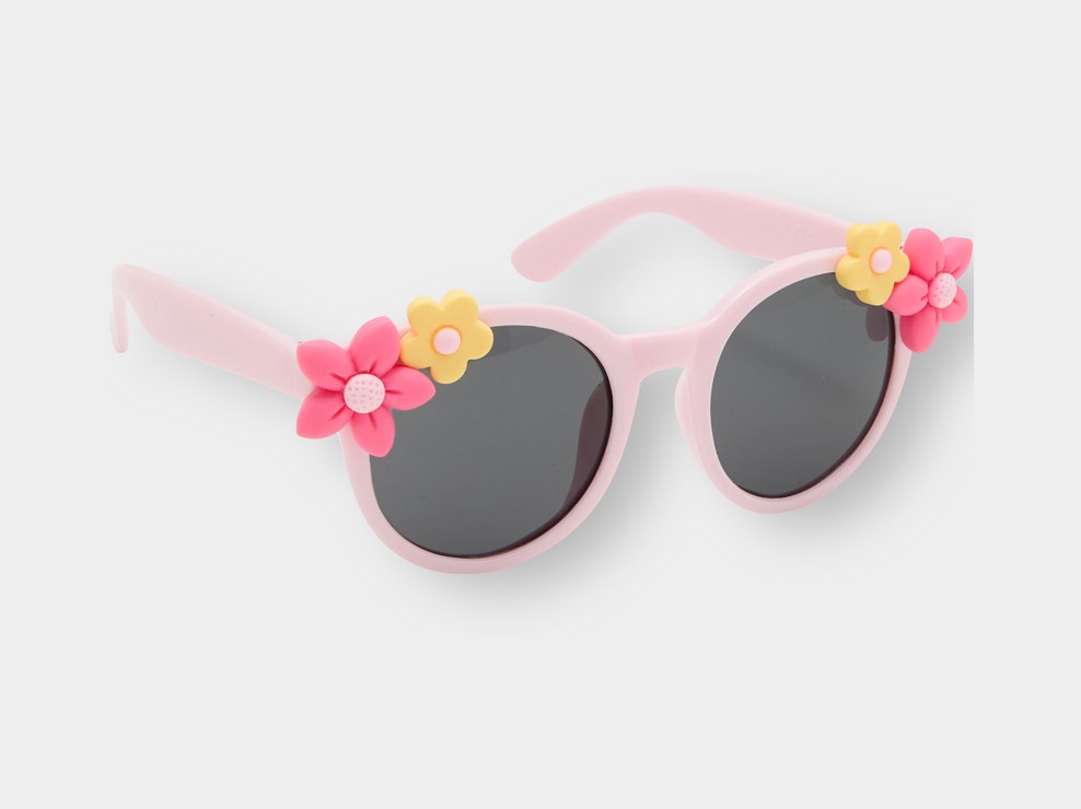 Roze zonnebril met bloemen 1