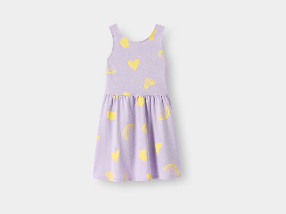 Lila bedrucktes Kleid für Mädchen 2